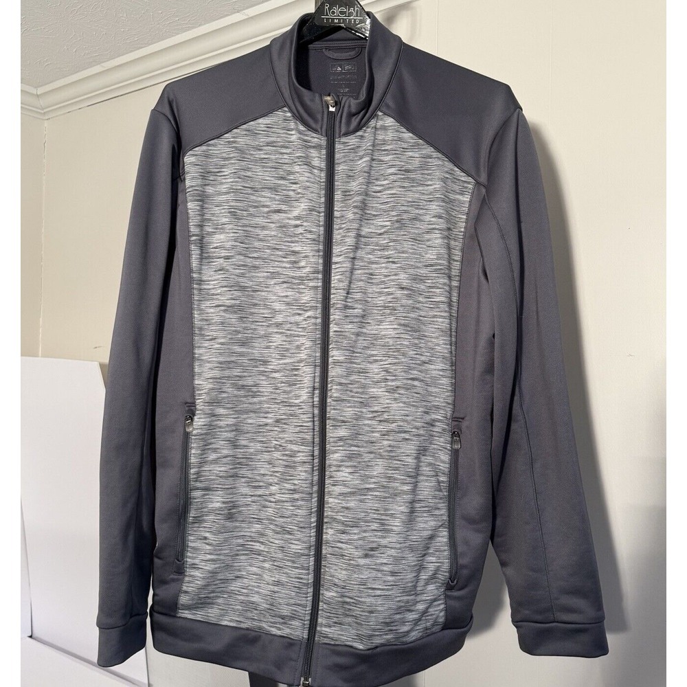 Adidas Golf Jacket Men Large Gray PureMotion Long Sleeve Full Zip Pockets L